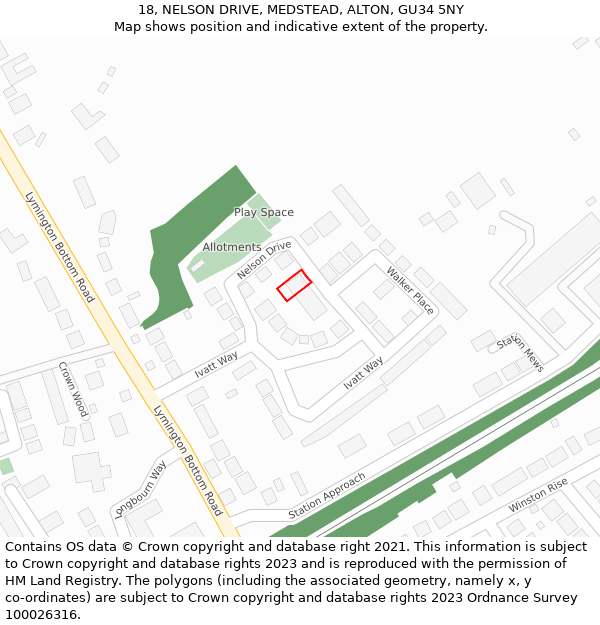 18, NELSON DRIVE, MEDSTEAD, ALTON, GU34 5NY: Location map and indicative extent of plot