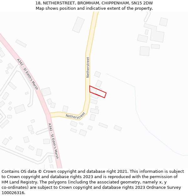 18, NETHERSTREET, BROMHAM, CHIPPENHAM, SN15 2DW: Location map and indicative extent of plot