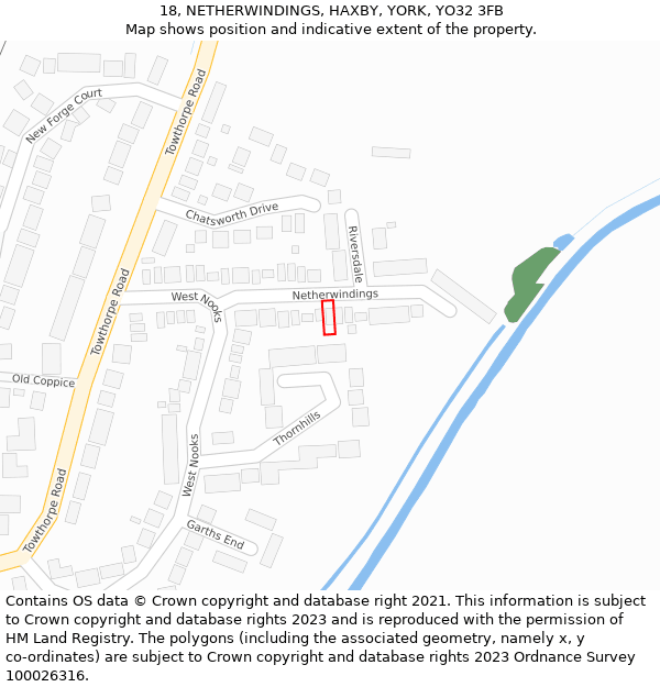 18, NETHERWINDINGS, HAXBY, YORK, YO32 3FB: Location map and indicative extent of plot