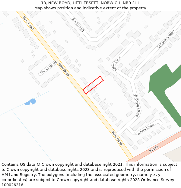 18, NEW ROAD, HETHERSETT, NORWICH, NR9 3HH: Location map and indicative extent of plot