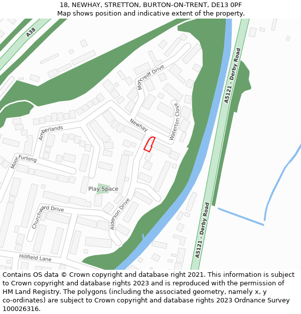 18, NEWHAY, STRETTON, BURTON-ON-TRENT, DE13 0PF: Location map and indicative extent of plot