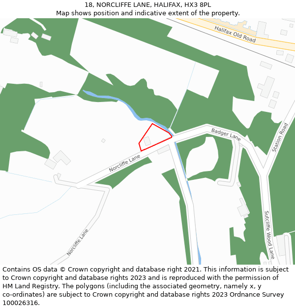 18, NORCLIFFE LANE, HALIFAX, HX3 8PL: Location map and indicative extent of plot