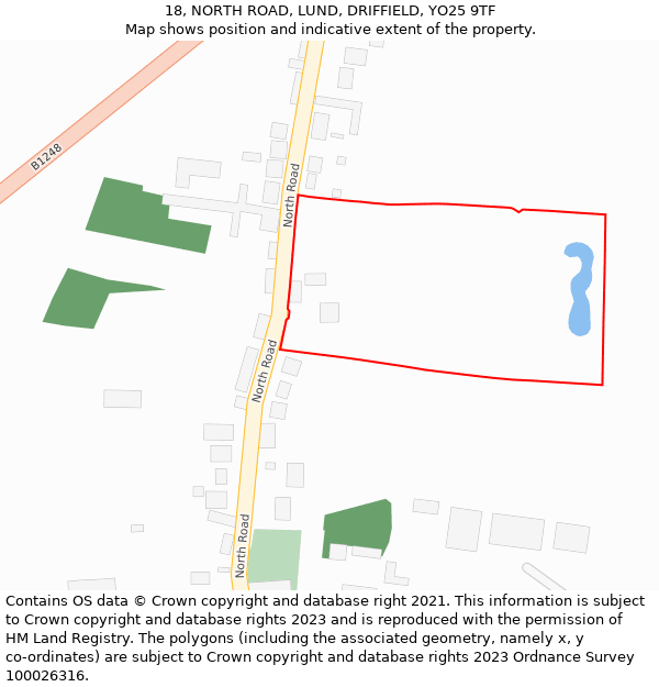 18, NORTH ROAD, LUND, DRIFFIELD, YO25 9TF: Location map and indicative extent of plot