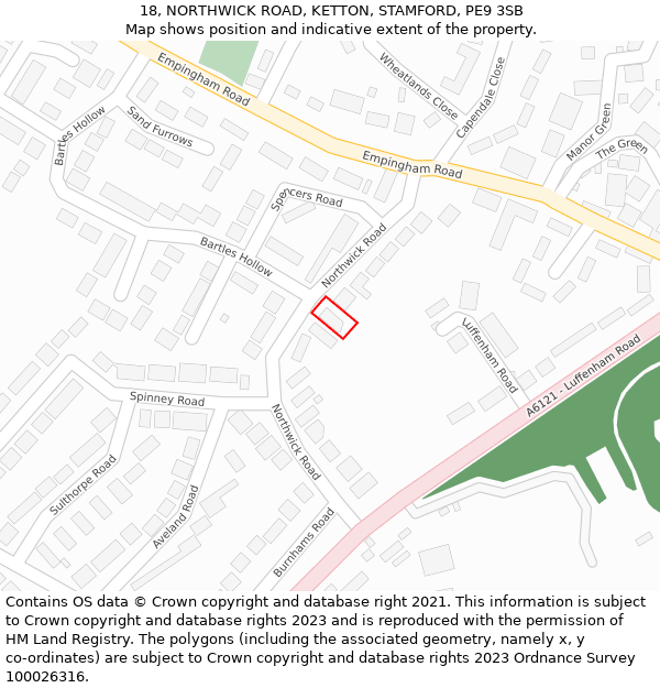 18, NORTHWICK ROAD, KETTON, STAMFORD, PE9 3SB: Location map and indicative extent of plot