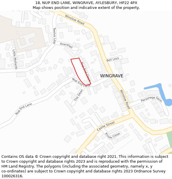 18, NUP END LANE, WINGRAVE, AYLESBURY, HP22 4PX: Location map and indicative extent of plot