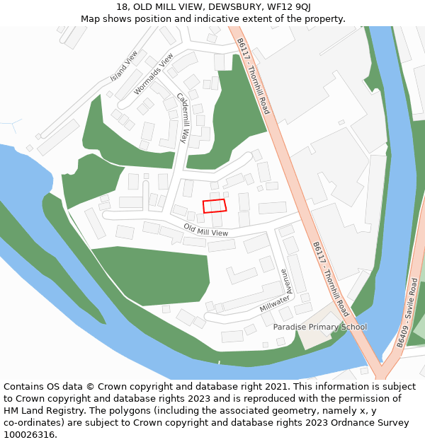 18, OLD MILL VIEW, DEWSBURY, WF12 9QJ: Location map and indicative extent of plot