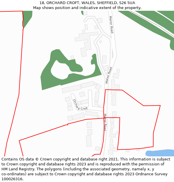 18, ORCHARD CROFT, WALES, SHEFFIELD, S26 5UA: Location map and indicative extent of plot