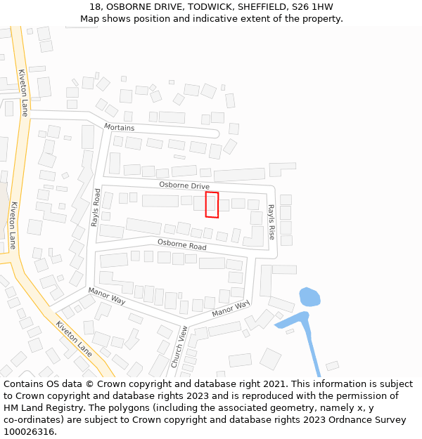 18, OSBORNE DRIVE, TODWICK, SHEFFIELD, S26 1HW: Location map and indicative extent of plot