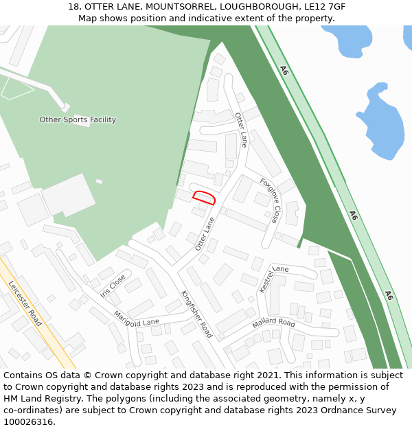18, OTTER LANE, MOUNTSORREL, LOUGHBOROUGH, LE12 7GF: Location map and indicative extent of plot