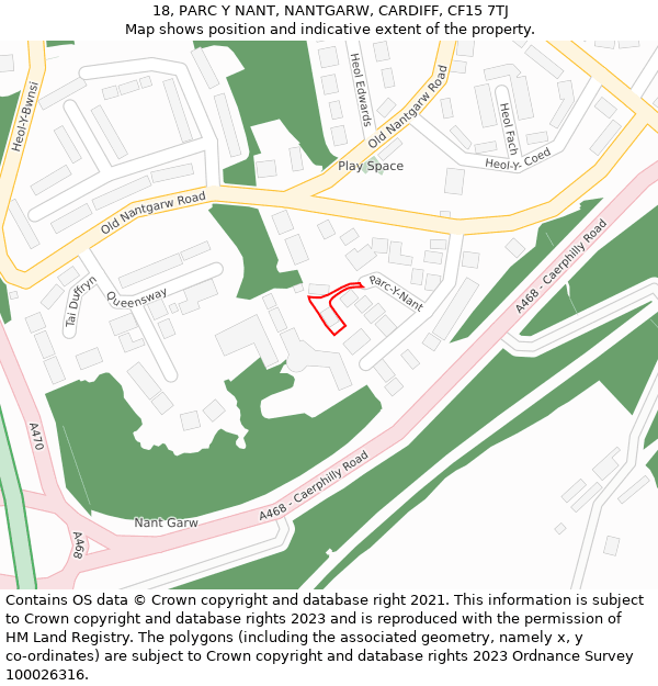 18, PARC Y NANT, NANTGARW, CARDIFF, CF15 7TJ: Location map and indicative extent of plot