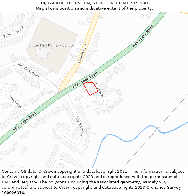 18, PARKFIELDS, ENDON, STOKE-ON-TRENT, ST9 9BD: Location map and indicative extent of plot