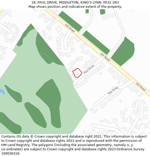 18, PAUL DRIVE, MIDDLETON, KING'S LYNN, PE32 1RU: Location map and indicative extent of plot