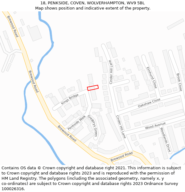 18, PENKSIDE, COVEN, WOLVERHAMPTON, WV9 5BL: Location map and indicative extent of plot