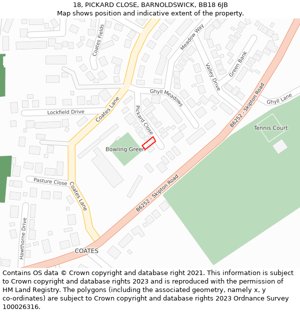 18, PICKARD CLOSE, BARNOLDSWICK, BB18 6JB: Location map and indicative extent of plot