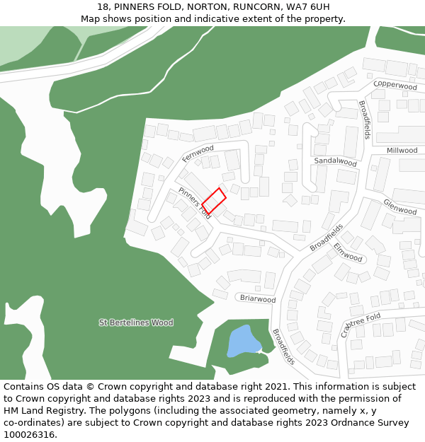 18, PINNERS FOLD, NORTON, RUNCORN, WA7 6UH: Location map and indicative extent of plot