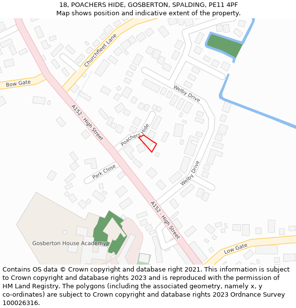 18, POACHERS HIDE, GOSBERTON, SPALDING, PE11 4PF: Location map and indicative extent of plot