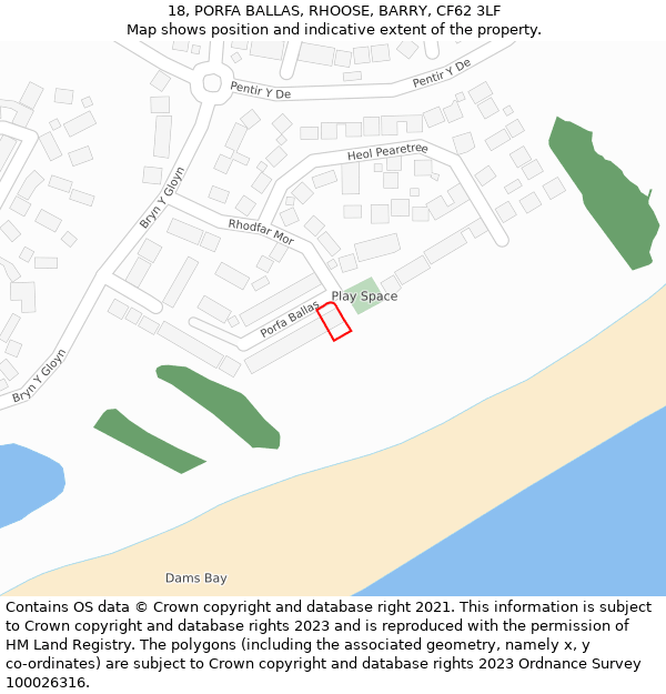 18, PORFA BALLAS, RHOOSE, BARRY, CF62 3LF: Location map and indicative extent of plot