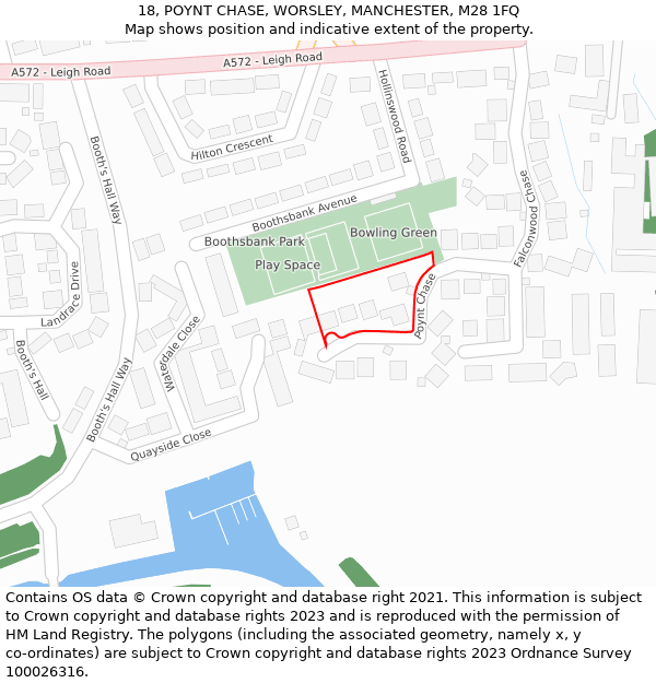 18, POYNT CHASE, WORSLEY, MANCHESTER, M28 1FQ: Location map and indicative extent of plot