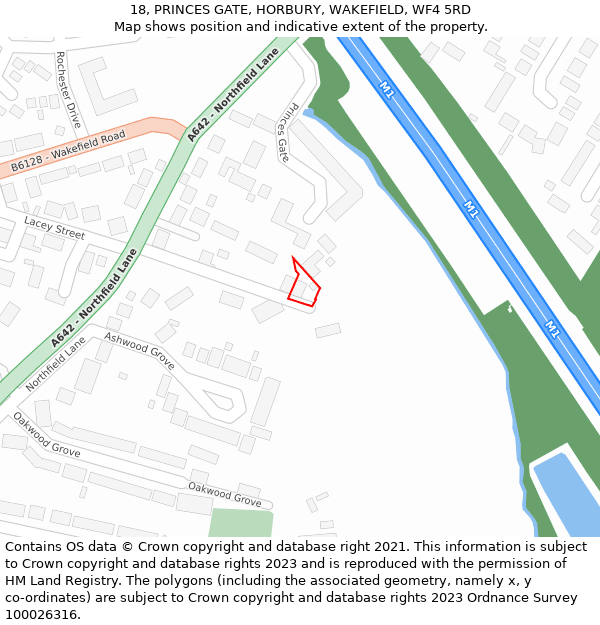 18, PRINCES GATE, HORBURY, WAKEFIELD, WF4 5RD: Location map and indicative extent of plot