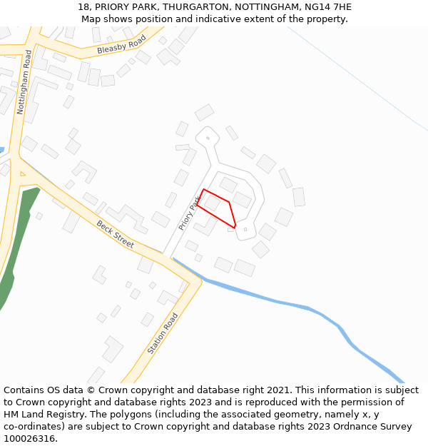 18, PRIORY PARK, THURGARTON, NOTTINGHAM, NG14 7HE: Location map and indicative extent of plot