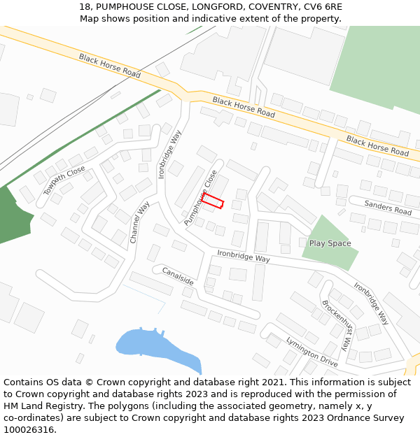 18, PUMPHOUSE CLOSE, LONGFORD, COVENTRY, CV6 6RE: Location map and indicative extent of plot