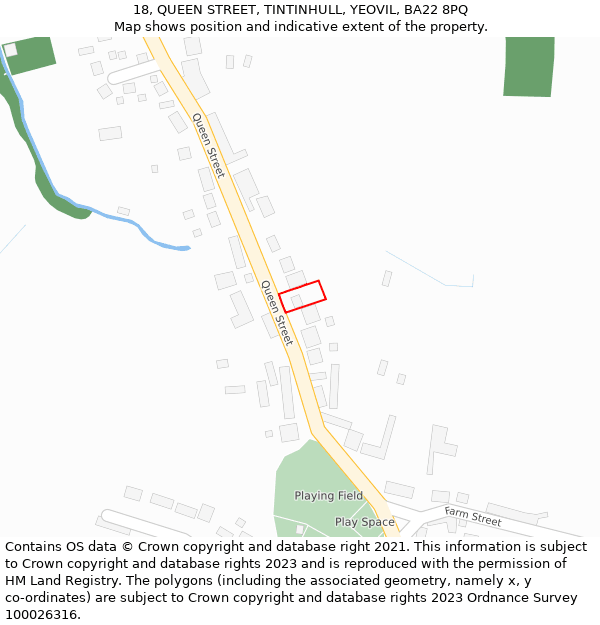 18, QUEEN STREET, TINTINHULL, YEOVIL, BA22 8PQ: Location map and indicative extent of plot