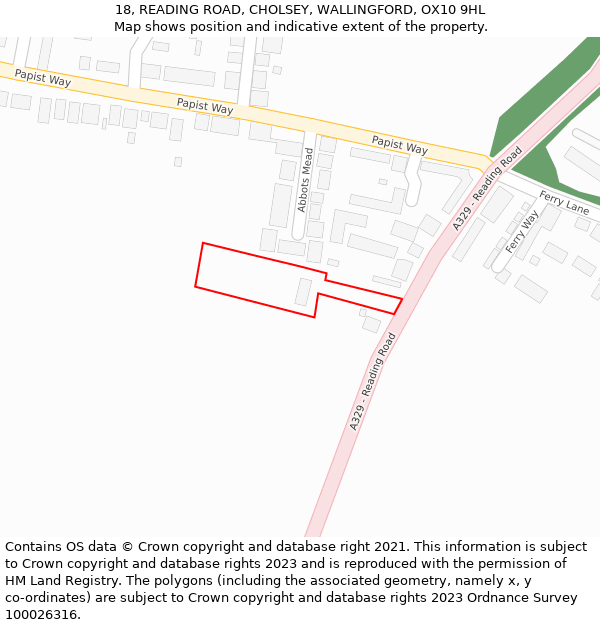 18, READING ROAD, CHOLSEY, WALLINGFORD, OX10 9HL: Location map and indicative extent of plot