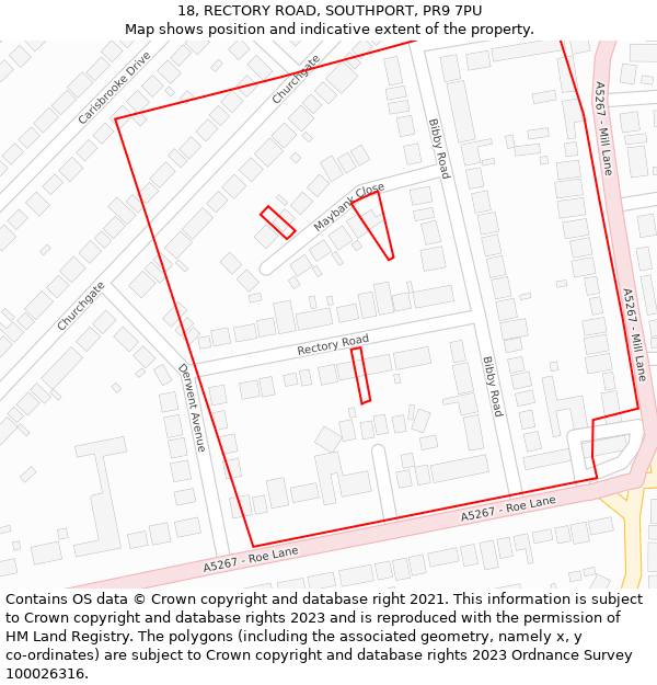 18, RECTORY ROAD, SOUTHPORT, PR9 7PU: Location map and indicative extent of plot