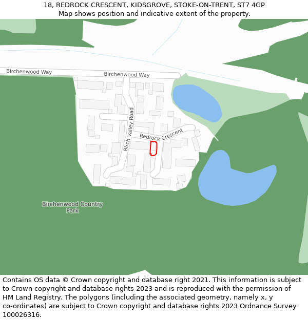 18, REDROCK CRESCENT, KIDSGROVE, STOKE-ON-TRENT, ST7 4GP: Location map and indicative extent of plot