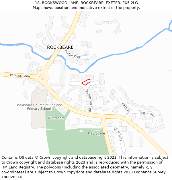 18, ROOKSWOOD LANE, ROCKBEARE, EXETER, EX5 2LG: Location map and indicative extent of plot