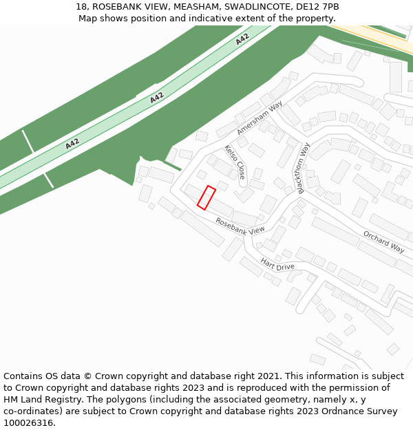 18, ROSEBANK VIEW, MEASHAM, SWADLINCOTE, DE12 7PB: Location map and indicative extent of plot