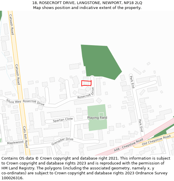 18, ROSECROFT DRIVE, LANGSTONE, NEWPORT, NP18 2LQ: Location map and indicative extent of plot