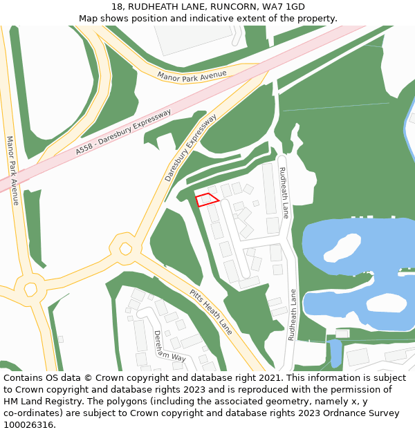 18, RUDHEATH LANE, RUNCORN, WA7 1GD: Location map and indicative extent of plot