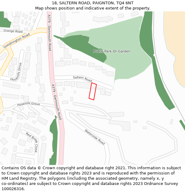 18, SALTERN ROAD, PAIGNTON, TQ4 6NT: Location map and indicative extent of plot