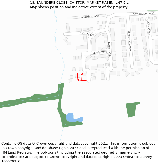 18, SAUNDERS CLOSE, CAISTOR, MARKET RASEN, LN7 6JL: Location map and indicative extent of plot