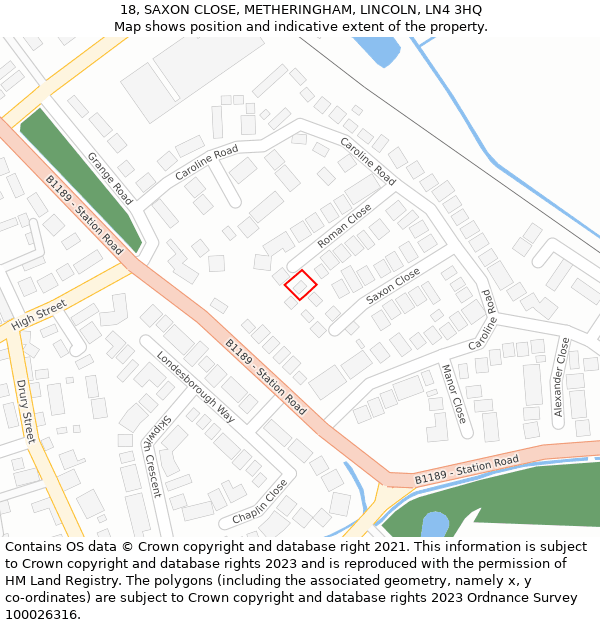 18, SAXON CLOSE, METHERINGHAM, LINCOLN, LN4 3HQ: Location map and indicative extent of plot