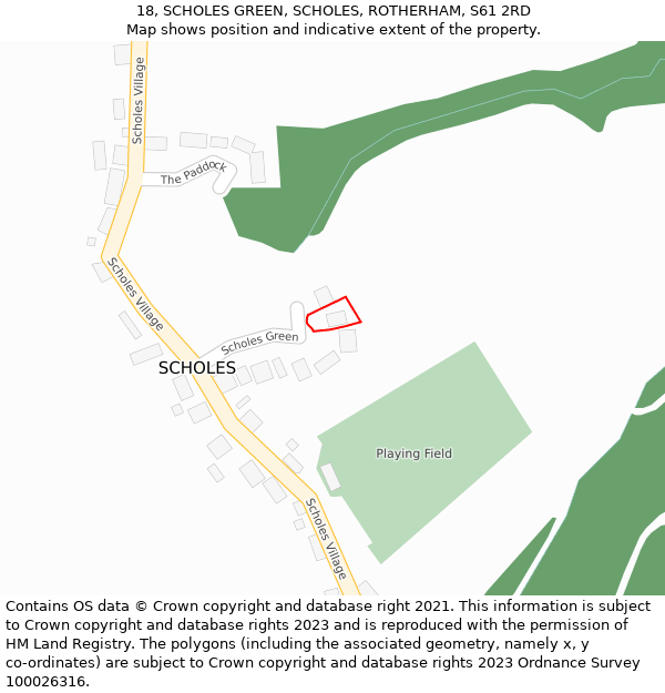 18, SCHOLES GREEN, SCHOLES, ROTHERHAM, S61 2RD: Location map and indicative extent of plot
