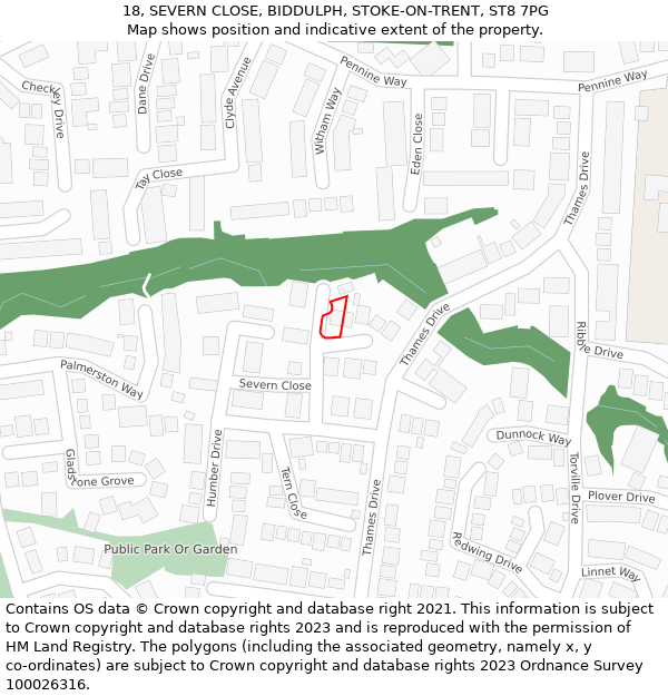 18, SEVERN CLOSE, BIDDULPH, STOKE-ON-TRENT, ST8 7PG: Location map and indicative extent of plot