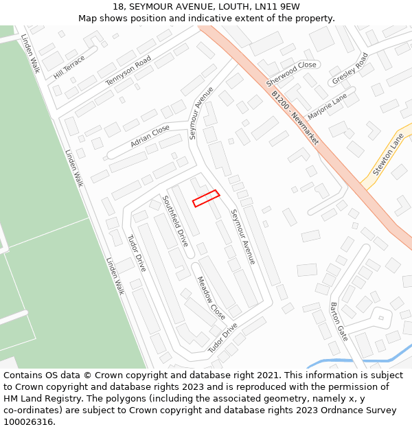 18, SEYMOUR AVENUE, LOUTH, LN11 9EW: Location map and indicative extent of plot