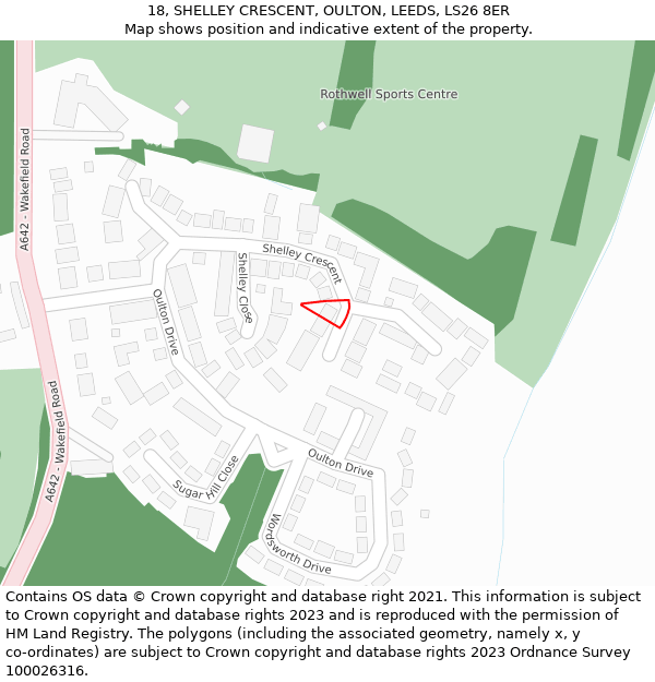 18, SHELLEY CRESCENT, OULTON, LEEDS, LS26 8ER: Location map and indicative extent of plot