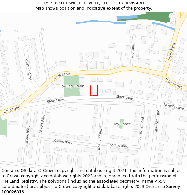 18, SHORT LANE, FELTWELL, THETFORD, IP26 4BH: Location map and indicative extent of plot