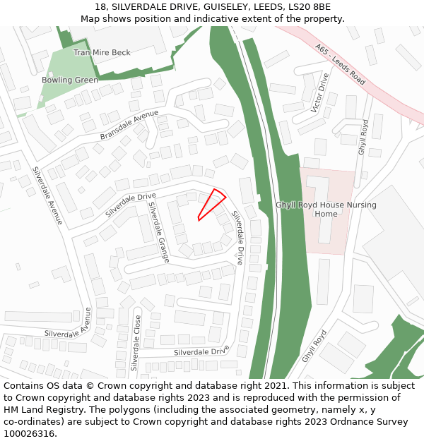 18, SILVERDALE DRIVE, GUISELEY, LEEDS, LS20 8BE: Location map and indicative extent of plot