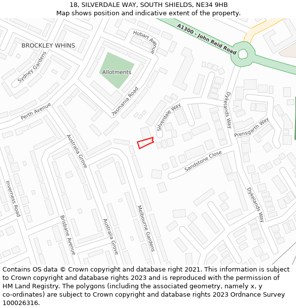 18, SILVERDALE WAY, SOUTH SHIELDS, NE34 9HB: Location map and indicative extent of plot