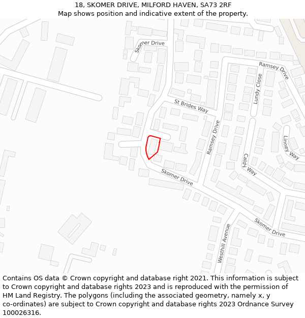 18, SKOMER DRIVE, MILFORD HAVEN, SA73 2RF: Location map and indicative extent of plot