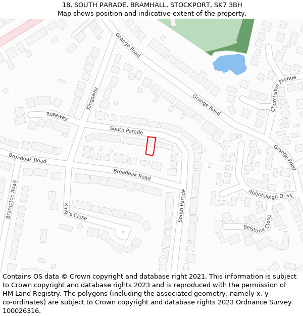 18, SOUTH PARADE, BRAMHALL, STOCKPORT, SK7 3BH: Location map and indicative extent of plot