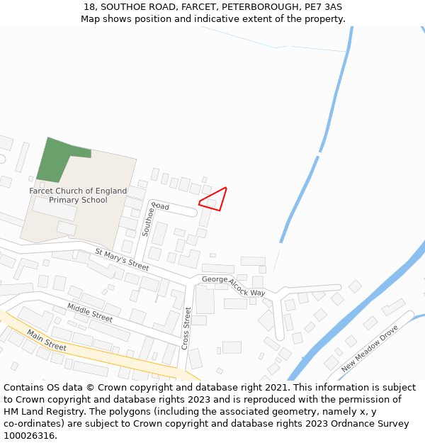 18, SOUTHOE ROAD, FARCET, PETERBOROUGH, PE7 3AS: Location map and indicative extent of plot