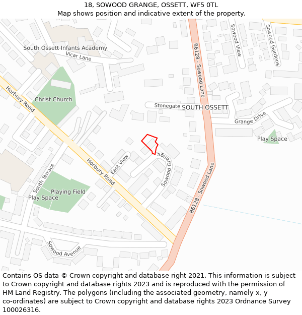 18, SOWOOD GRANGE, OSSETT, WF5 0TL: Location map and indicative extent of plot