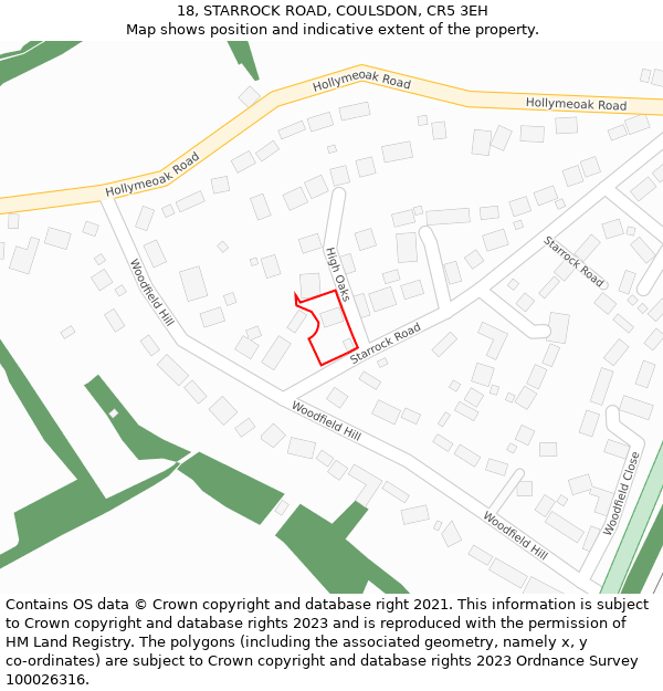 18, STARROCK ROAD, COULSDON, CR5 3EH: Location map and indicative extent of plot