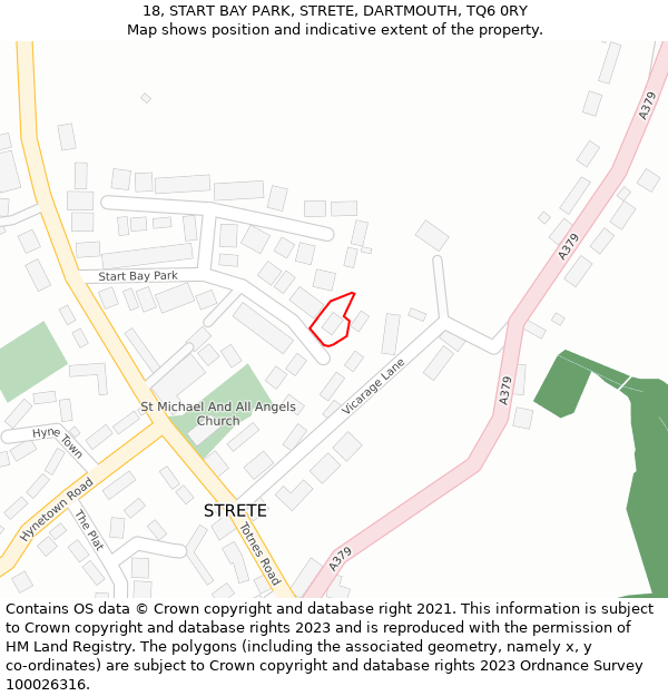 18, START BAY PARK, STRETE, DARTMOUTH, TQ6 0RY: Location map and indicative extent of plot