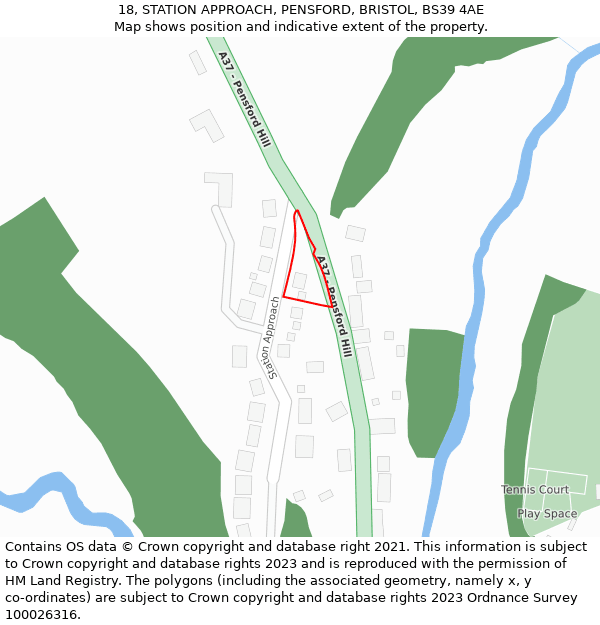 18, STATION APPROACH, PENSFORD, BRISTOL, BS39 4AE: Location map and indicative extent of plot